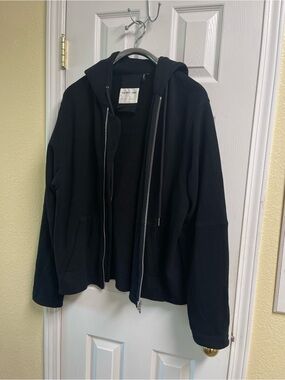 Helmut Lang Black Full-Zip Hooded Sweatshirt